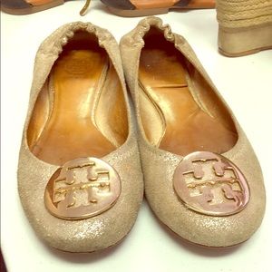Tory Burch gold flats